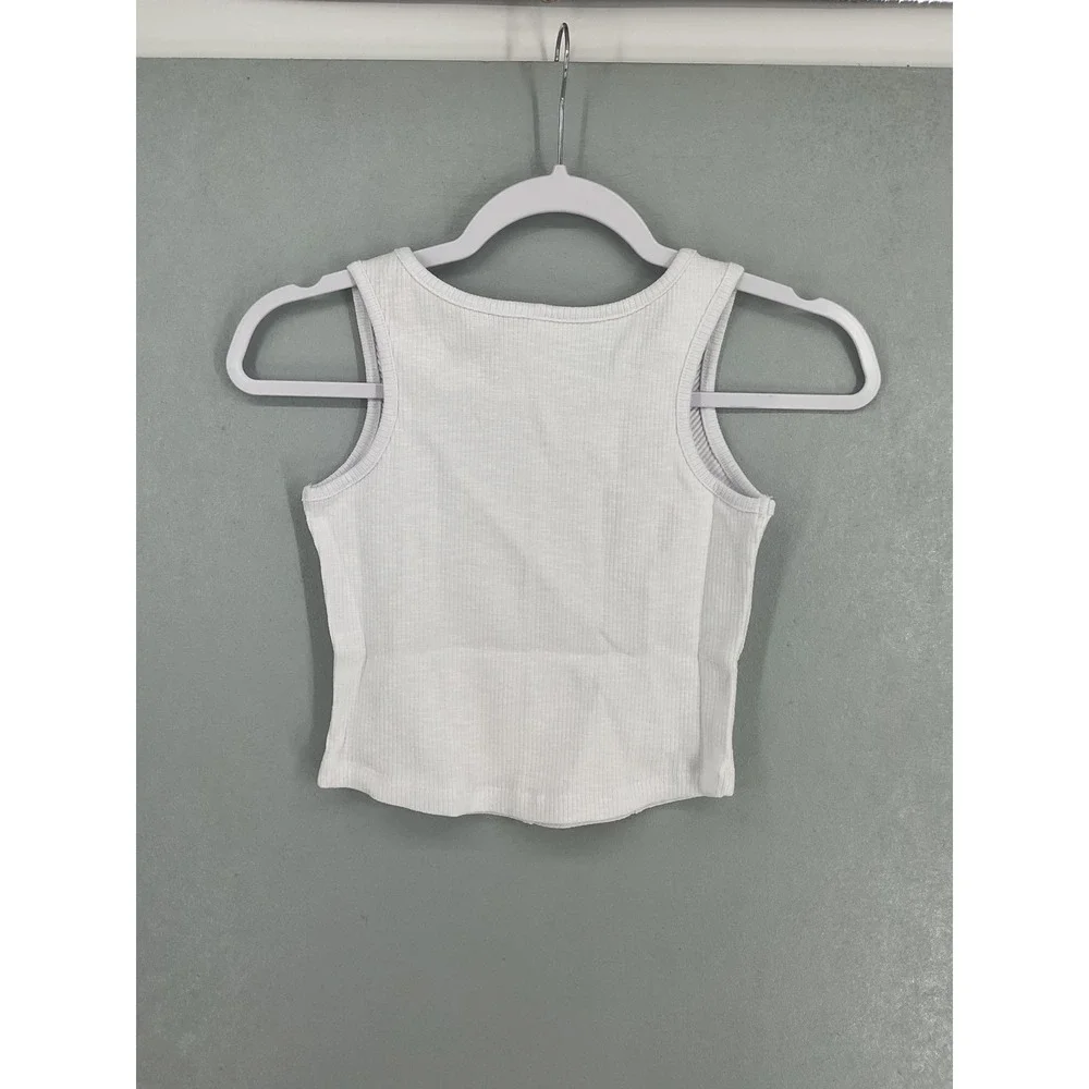 Justice Girls Tank Top White Ribbed Base Layer Sleeveless S 7/8